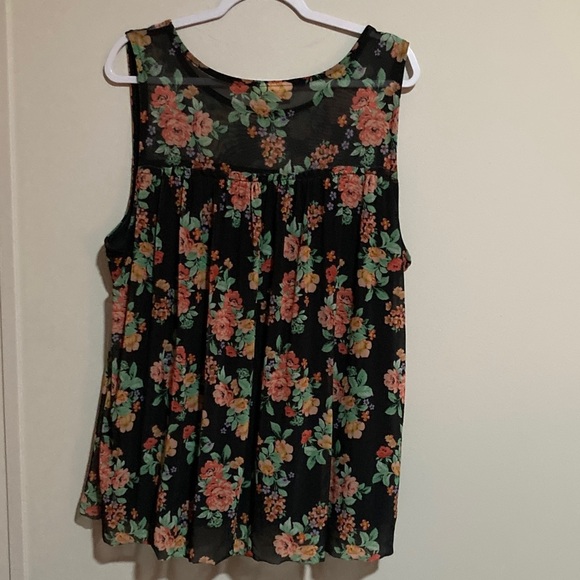 Bobbie Brooks Floral Sleeveless Blouse - Black and Pink - Picture 3 of 5